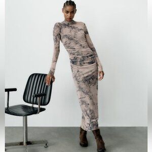 ZARA PRINTED TULLE DRESS